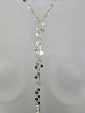 Gold Disc Charm Drop Necklace